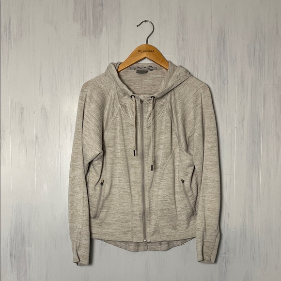 Athleta Techie Sweat Anorak Jacket in Ecru Heather Size S - Picture 2 of 7